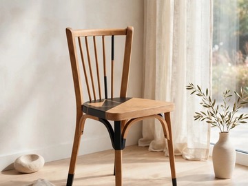 Vente avec paiement en ligne: Chaise bistrot Baumann n°12 vintage chêne doré