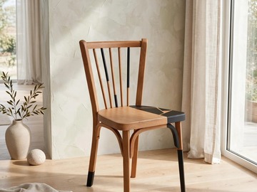 Vente avec paiement en ligne: Chaise bistrot Baumann vintage n°12 chêne doré