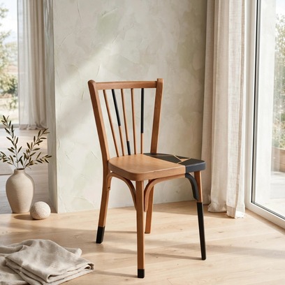 Vente avec paiement en ligne: Chaise bistrot Baumann vintage n°12 chêne doré