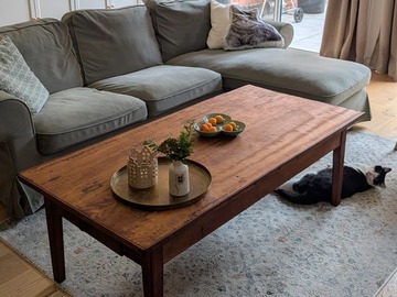 Vente avec paiement en ligne: Table basse de ferme ancienne 2 tiroirs