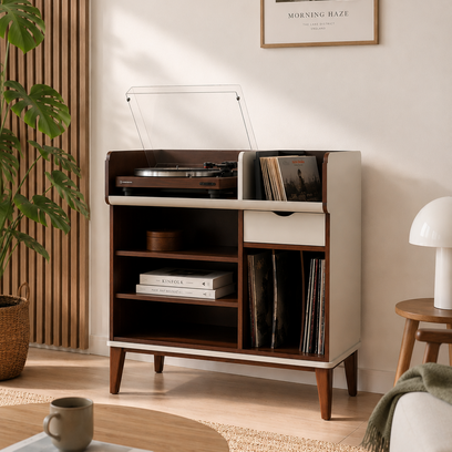 Vente avec paiement en ligne: Meuble Platine Vinyle Scandinave Vintage Pieds Compas