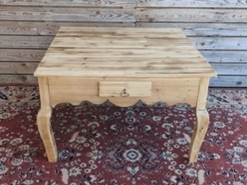 Vente avec paiement en ligne: Table basse ancienne bois massif tiroirs bleus