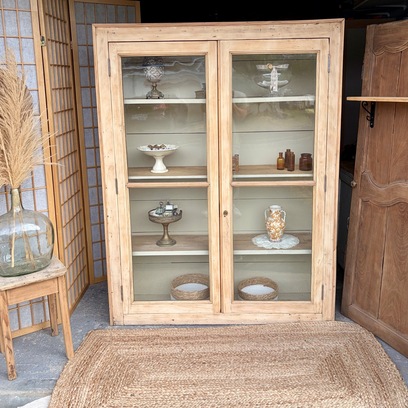 Vente avec paiement en ligne: Vitrine Ancienne Bois Massif Restaurée Bohème Chic