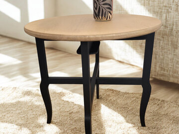 Vente avec paiement en ligne: Table d'appoint guéridon bois massif pieds noirs