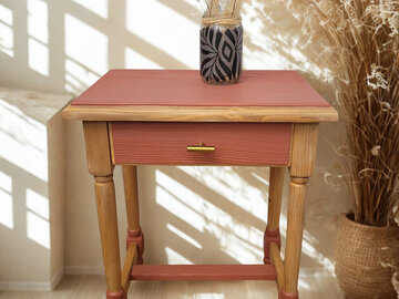 Vente avec paiement en ligne: Table d’appoint terracotta bois massif upcyclée