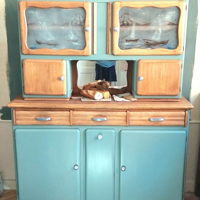 Vente avec paiement en ligne: Buffet MADO vintage années 50 vert sauge