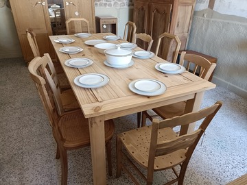 Vente avec paiement en ligne: Table à manger rectangulaire rénovée 8-10 personnes