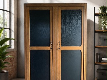 Vente avec paiement en ligne: Armoire parisienne vintage relookée en chêne noir