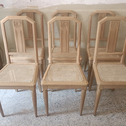 Vente avec paiement en ligne: 2 chaises Art déco cannage mécanique rénovées