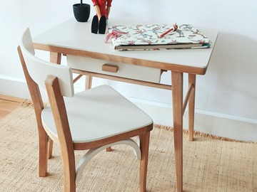 Vente avec paiement en ligne: Bureau Chaise Enfant Baumann Vintage Bois Arche Courbé