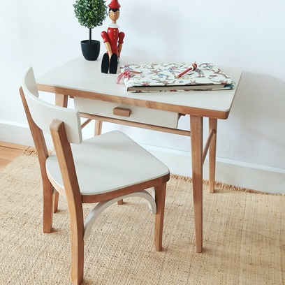 Vente avec paiement en ligne: Bureau Chaise Enfant Baumann Vintage Bois Arche Courbé