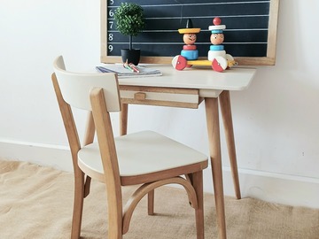 Vente avec paiement en ligne: Bureau Chaise Enfant Baumann Vintage Pieds Compas