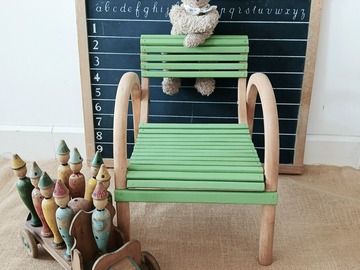 Vente avec paiement en ligne: Fauteuil Enfant Baumann Vintage Bois Courbé Vert