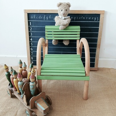 Vente avec paiement en ligne: Fauteuil Enfant Baumann Vintage Bois Courbé Vert