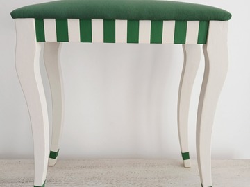 Vente avec paiement en ligne: Tabouret de musique vintage bois rayures vertes