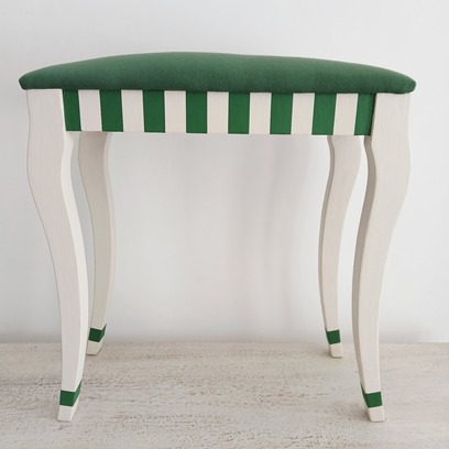 Vente avec paiement en ligne: Tabouret de musique vintage bois rayures vertes