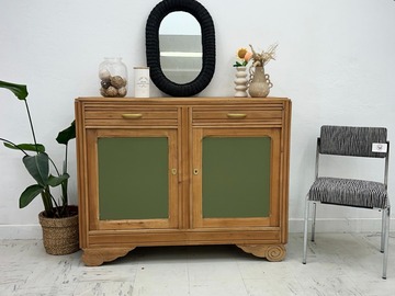 Vente avec paiement en ligne: Buffet Art Déco rénové bois naturel kaki