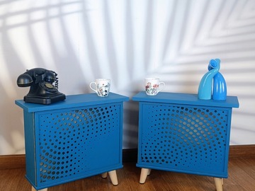 Vente avec paiement en ligne: Tables de Chevet Upcyclées Bleu Paon Artisanales