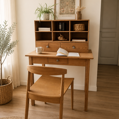 Vente avec paiement en ligne: Bureau secrétaire vintage en pin massif