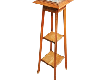 Vente avec paiement en ligne: Sellette porte-plante Art Déco bois et marbre