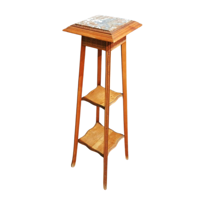 Vente avec paiement en ligne: Sellette porte-plante Art Déco bois et marbre