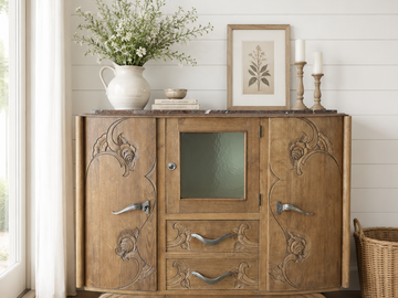 Vente avec paiement en ligne: Buffet Art Déco chêne massif plateau marbre