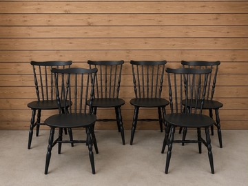 Vente avec paiement en ligne: Lot 6 chaises bistrot Baumann vintage noires