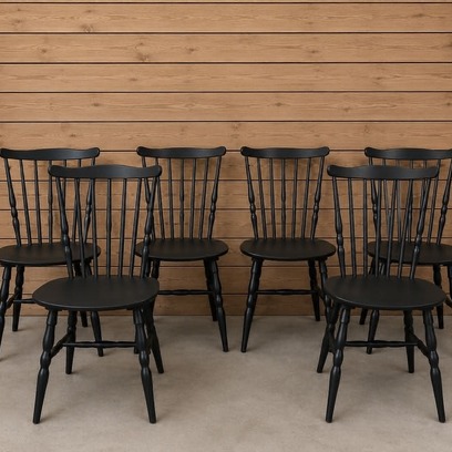 Vente avec paiement en ligne: Lot 6 chaises bistrot Baumann vintage noires