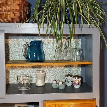 Vente avec paiement en ligne: Buffet Mado Vintage 1950 Restauré Bleu-Gris Crème