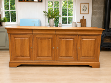 Vente avec paiement en ligne: Enfilade merisier massif 4 portes 4 tiroirs