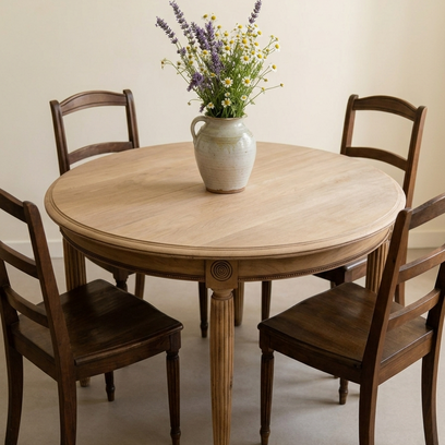 Vente avec paiement en ligne: Table noyer massif extensible style Louis XVI