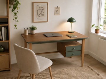 Vente avec paiement en ligne: Bureau scandinave années 50 pieds compas