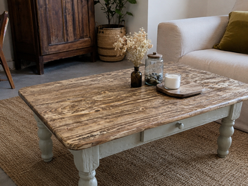 Vente avec paiement en ligne: Table basse pin massif, rustique campagne chic