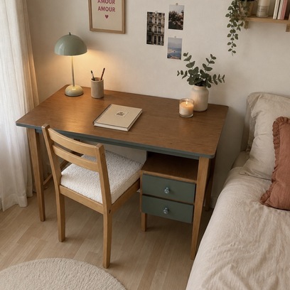 Vente avec paiement en ligne: Bureau scandinave années 50 pieds compas