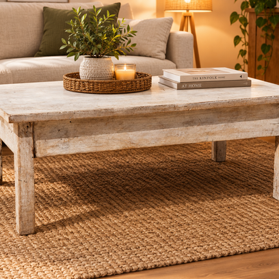 Vente avec paiement en ligne: Table basse ferme chêne massif shabby chic