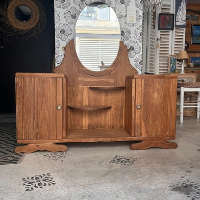 Vente avec paiement en ligne: Coiffeuse Art Déco vintage miroir ovale