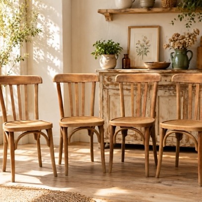 Vente avec paiement en ligne: Lot 4 chaises bistrot vintage années 60