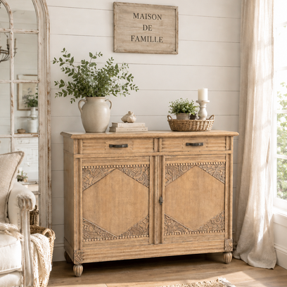 Vente avec paiement en ligne: Buffet Art Déco parisien restauré bois naturel
