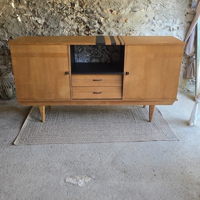 Vente avec paiement en ligne: Buffet enfilade vintage noir et bois