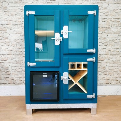 Vente avec paiement en ligne: Meuble Bar Vintage Bois avec Mini-Frigo LED