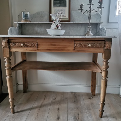 Vente avec paiement en ligne: Meuble de toilette Art Déco marbre restauré