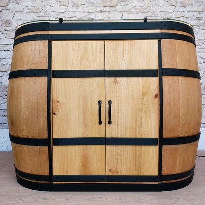 Vente avec paiement en ligne: Meuble Bar Tonneau Chêne Saint-Émilion Verre LED