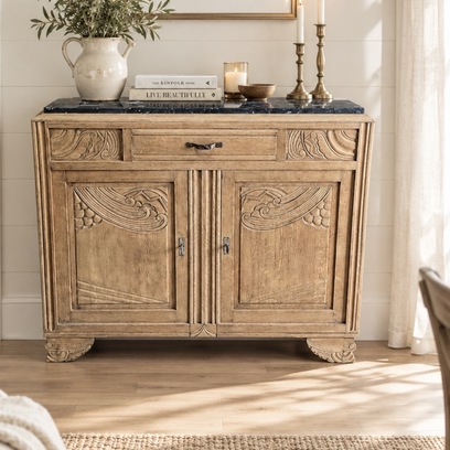 Vente avec paiement en ligne: Buffet Parisien Art Déco Chêne Marbre Noir