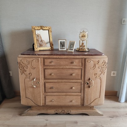 Vente avec paiement en ligne: Commode Art Déco chêne massif bois brut