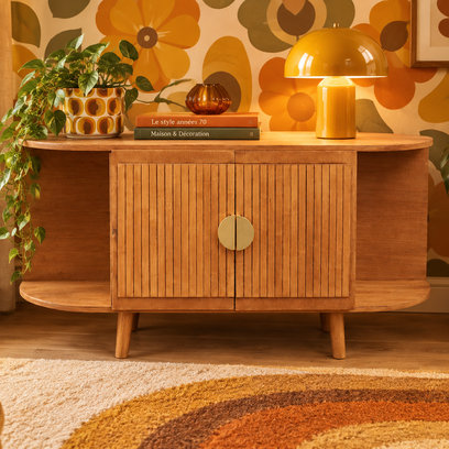 Vente avec paiement en ligne: Buffet bas vintage en bois années 70