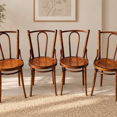 Vente avec paiement en ligne: 4 chaises bistrot Thonet bois courbé vintage