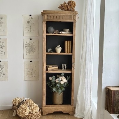 Vente avec paiement en ligne: Étagère vintage bois patiné noir mat