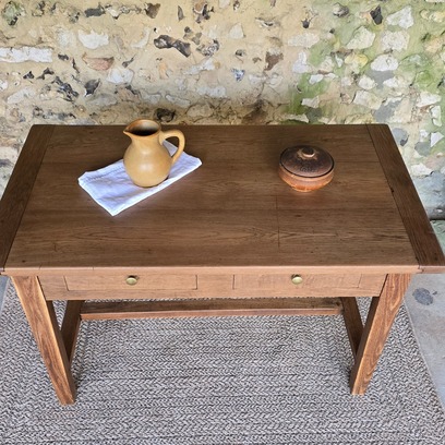 Vente avec paiement en ligne: Table de ferme bois massif, 2 tiroirs
