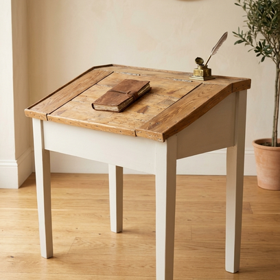 Vente avec paiement en ligne: Bureau d'écolier ancien pin massif campagne chic