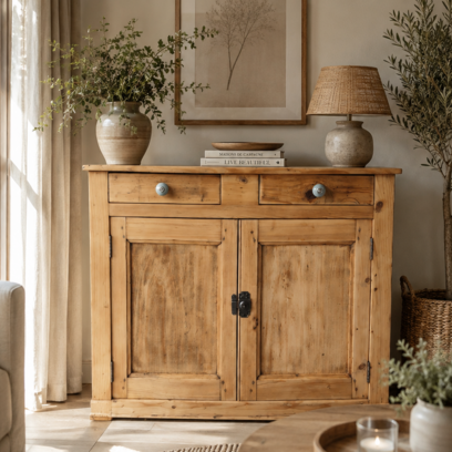 Vente avec paiement en ligne: Buffet ancien rénové 2 portes 2 tiroirs